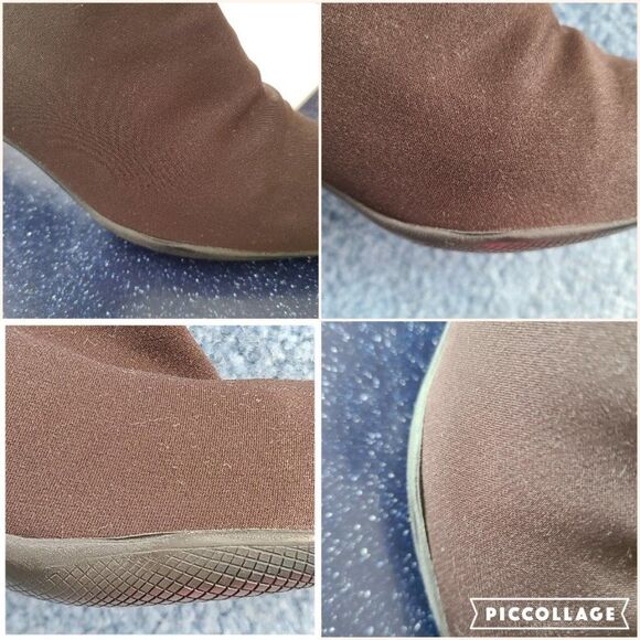 Prada Vintage BROWN Booties Nylon Sateen Spellout Logo Block Ankle Kitten Heel - Picture 15 of 15